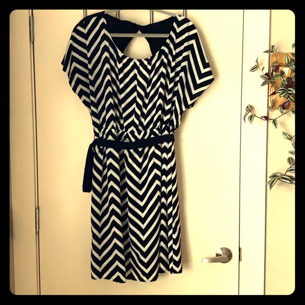 Lane Bryant S14/16 B/W Print Dress